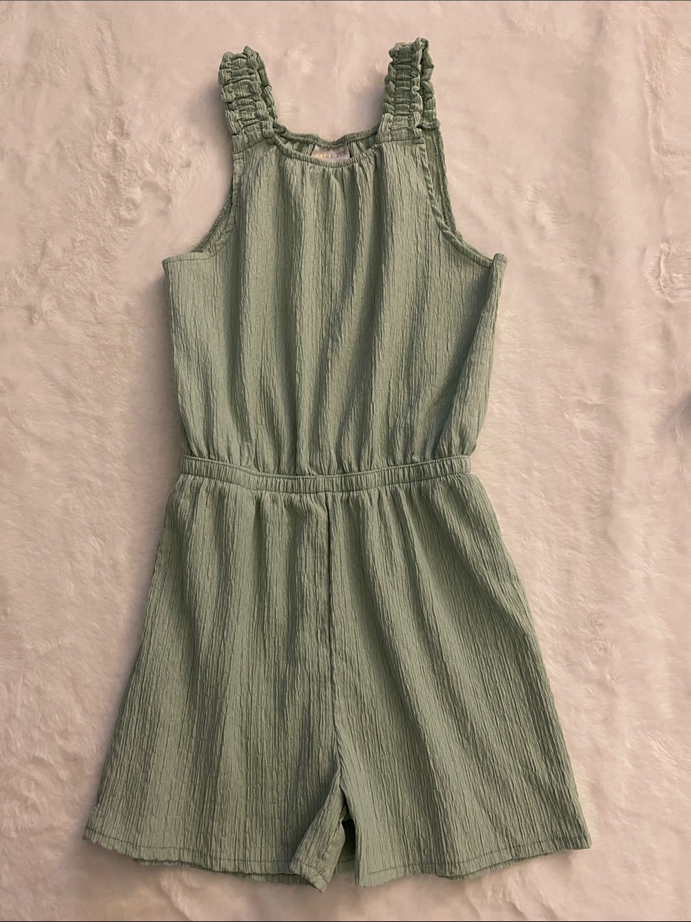 Rachel Zoe Girls' Sage Green Crinkled Romper SZ 10-12
